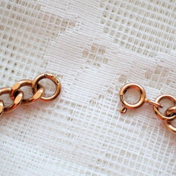 Vintage Unisex Russian USSR 14K 585 Rose Pink Gold Cuban Link Chain Bracelet - Picture 4 of 7